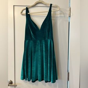 Kimchi blue velvet green mini fit and flare dress